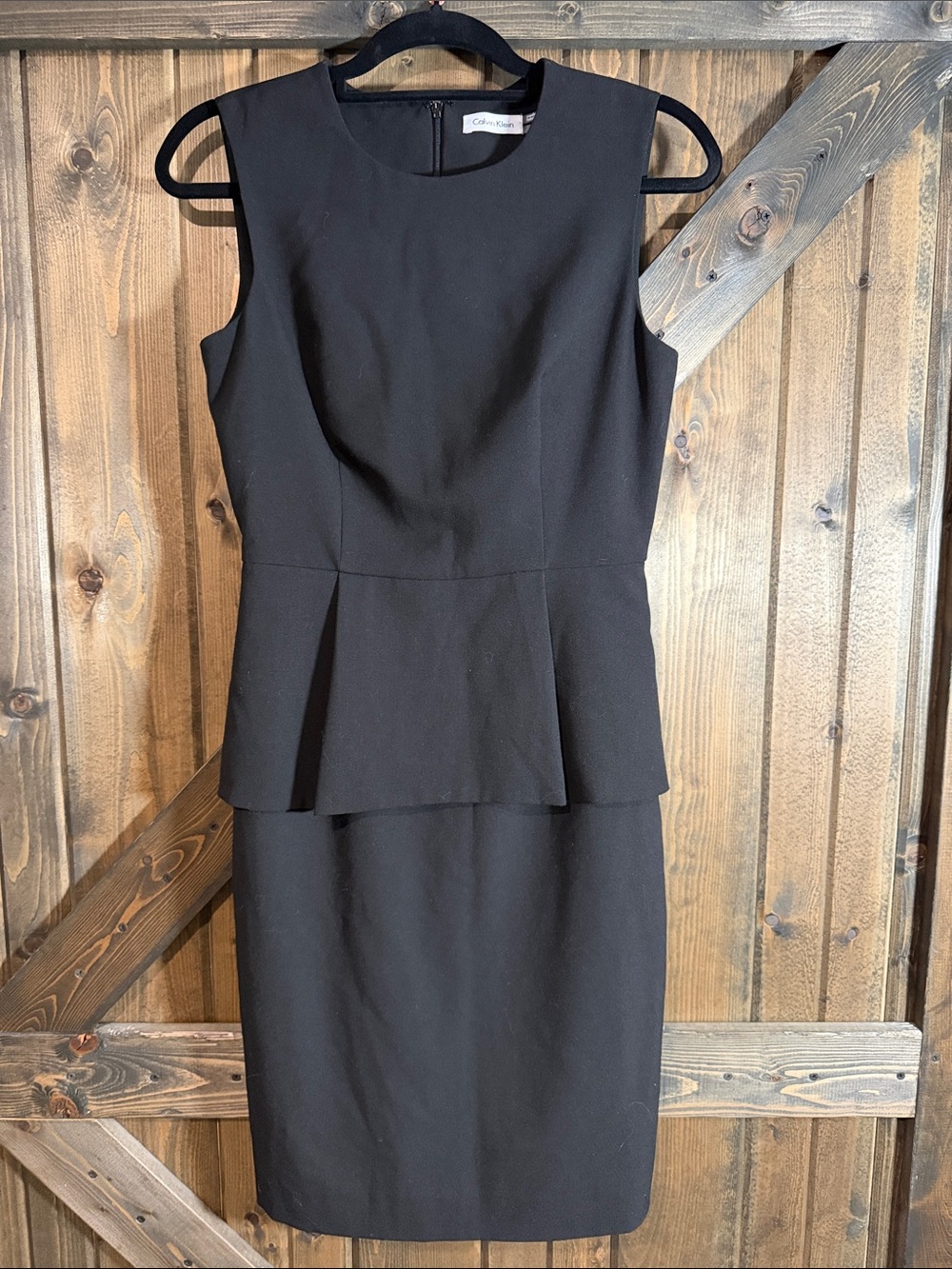 Calvin Klein Black Sleeveless Peplum Sheath Dress